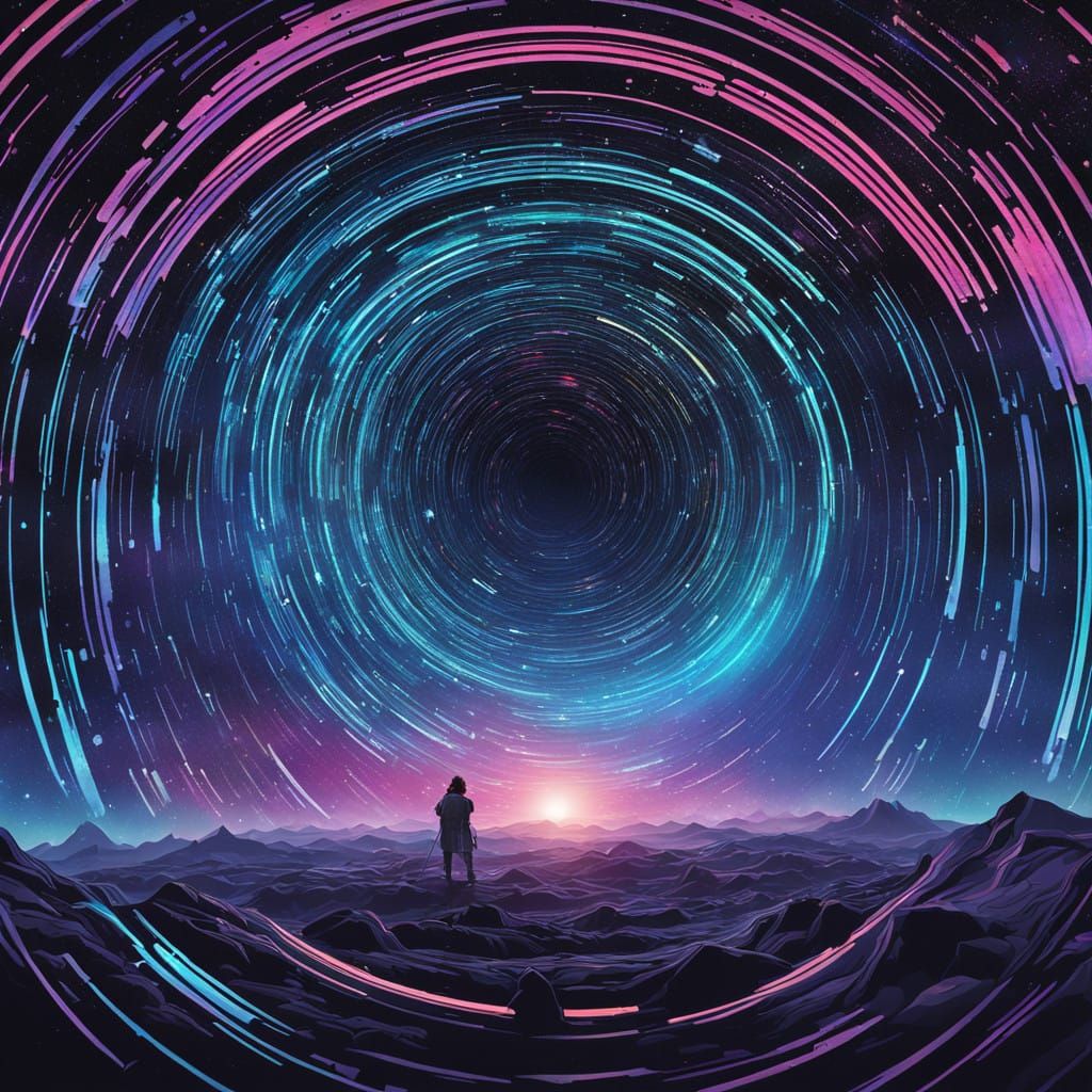 Cosmic Star Trails in Vibrant Swirling Patterns