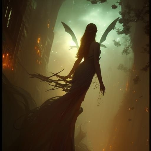 Night Fairy Concept Art in Dark Fantasy Style