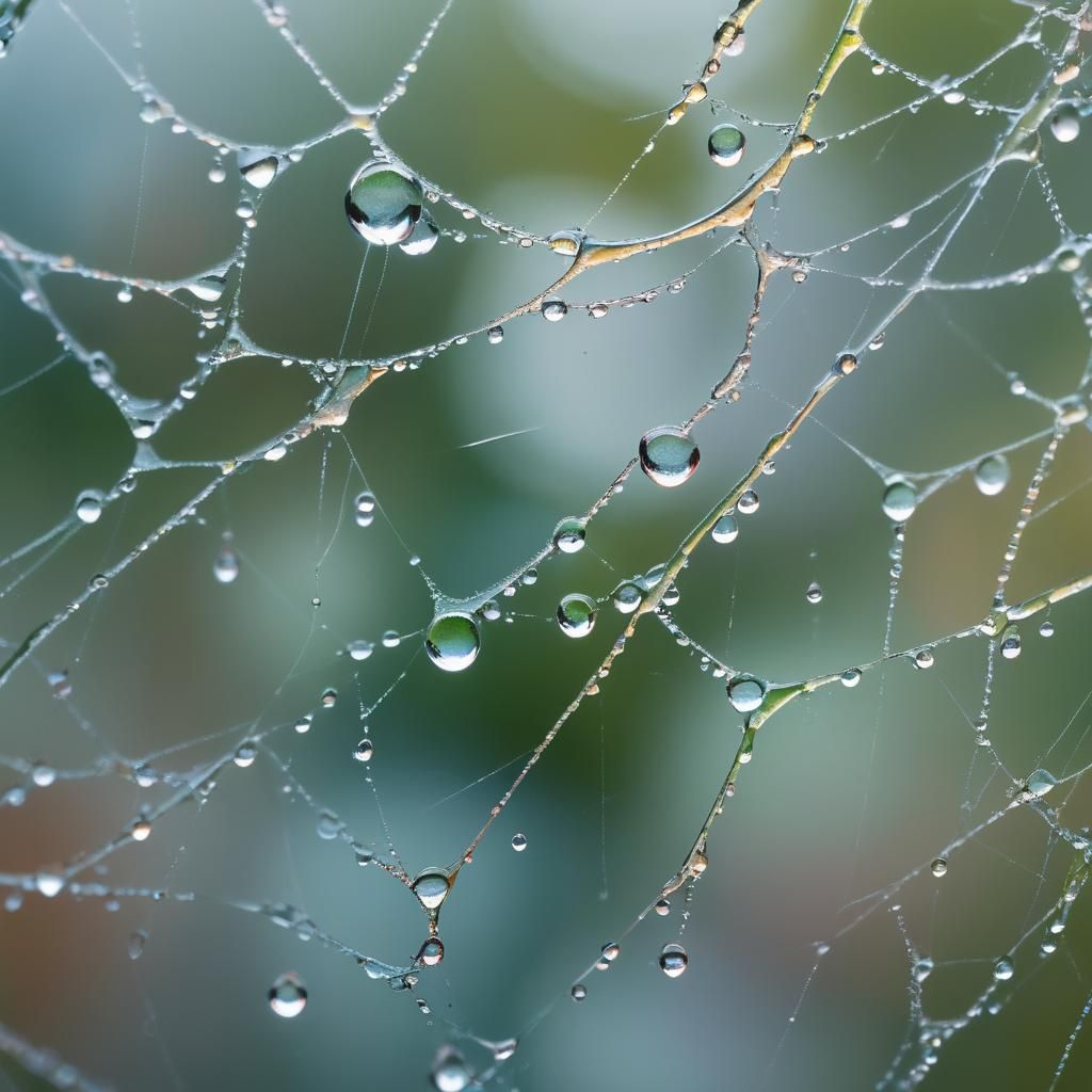 Macro Raindrops Reflecting Nature: Dreamlike Pastel Photo