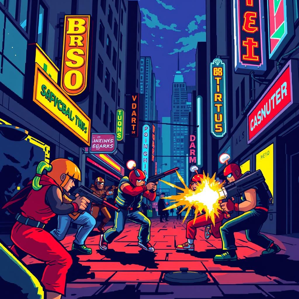 8-Bit Characters Clash in Retro Pixel Art