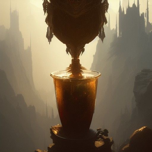 Dramatic Cup of Water in Dark Fantasy Style