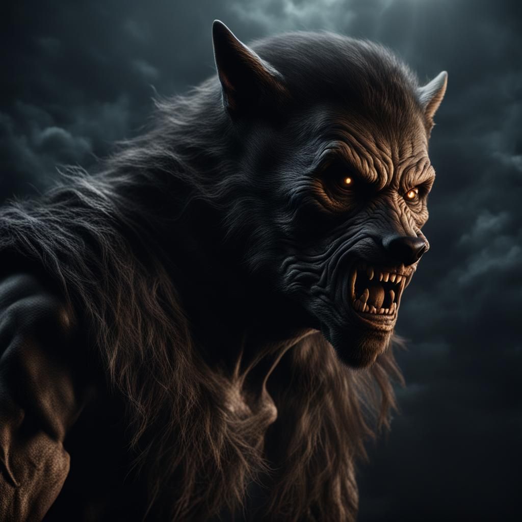 Hyper-Realistic Werewolf Transformation in Dark Fantasy Ligh...