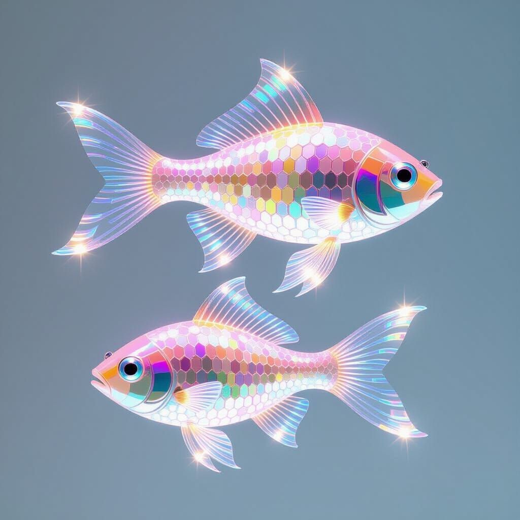Iridescent Fish Sparkling in Prismatic Light