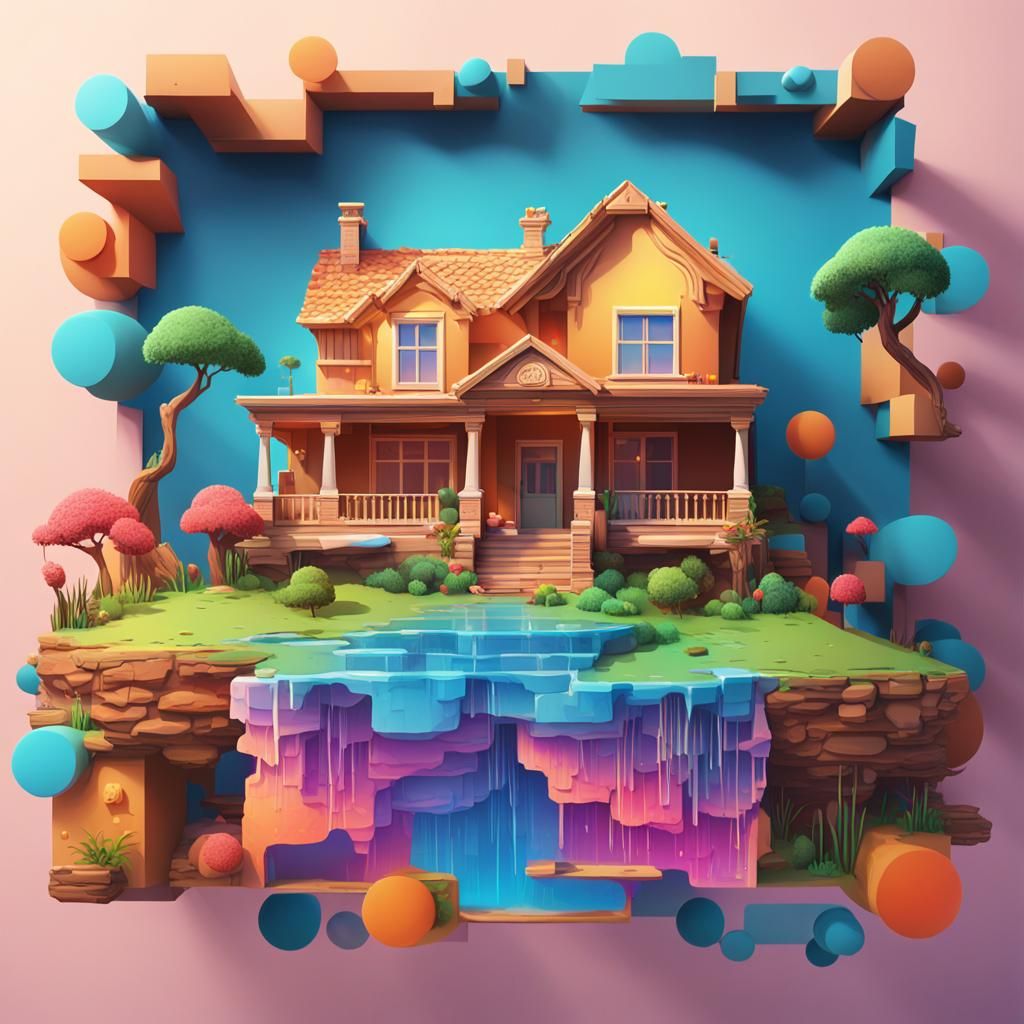 3D "HOUSE" in Environmentally-Inspired Arcadian Landscape