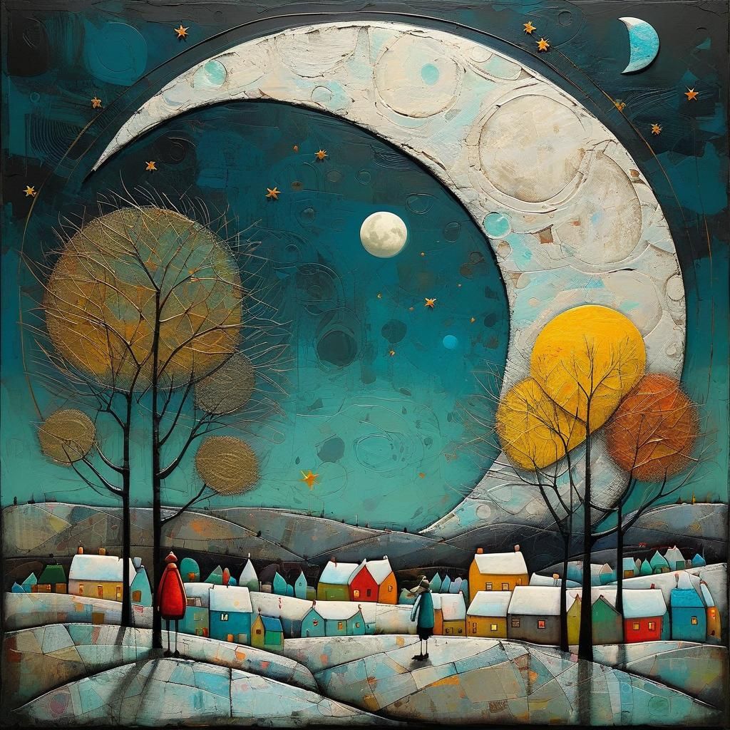 Hyperdetailed Moon Collage with Backlighting