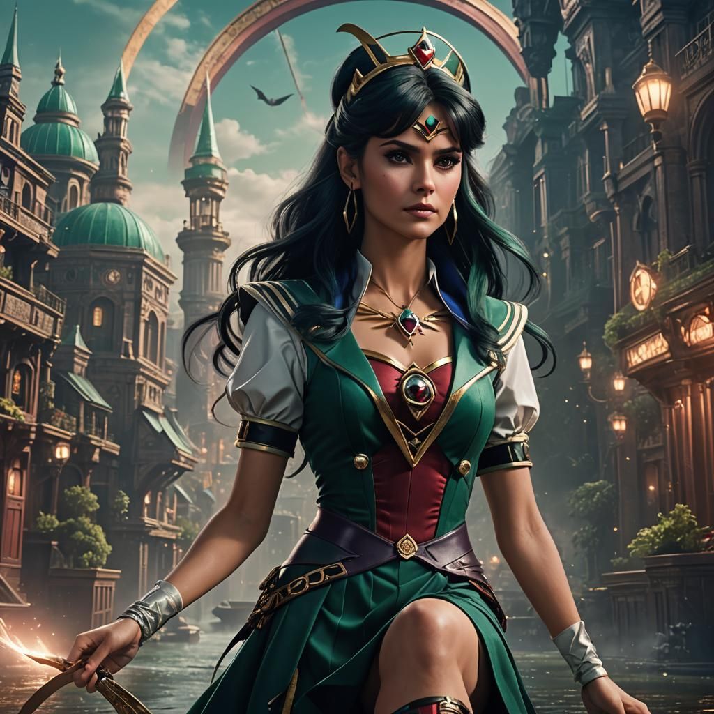 Nina Dobrev as Sailor Pluto: Detailed Digital Art