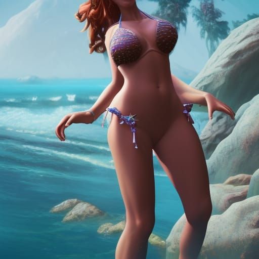 Bikini Women in Detailed Fantasy Matte Painting