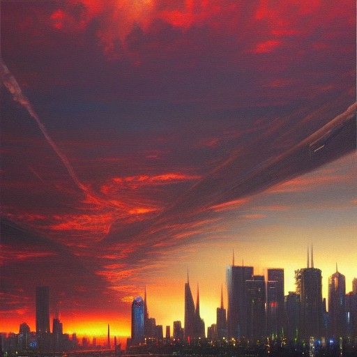 Apocalyptic Cityscape in Oil Painting Style