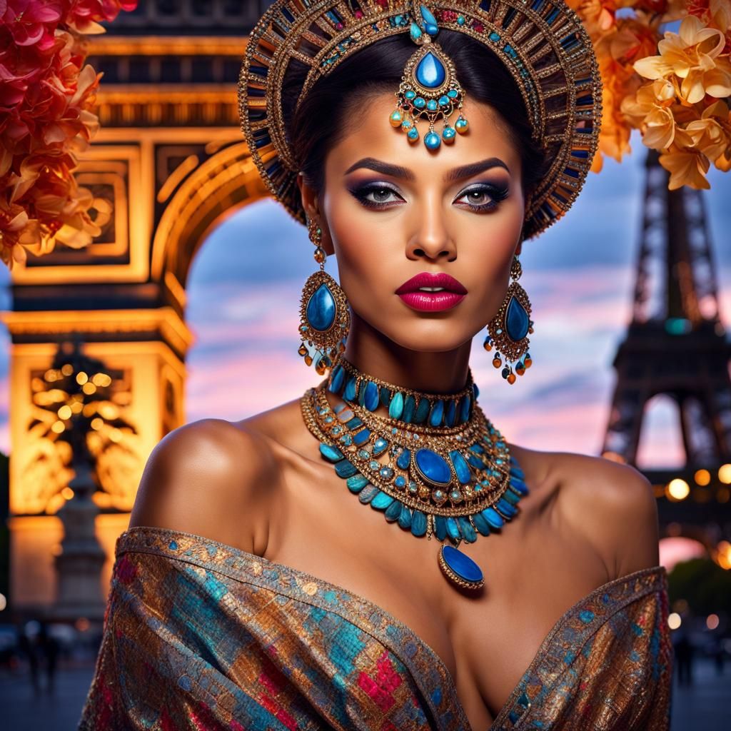 Ethnic Model Fashion Shoot by Arc de Triomphe, Paris