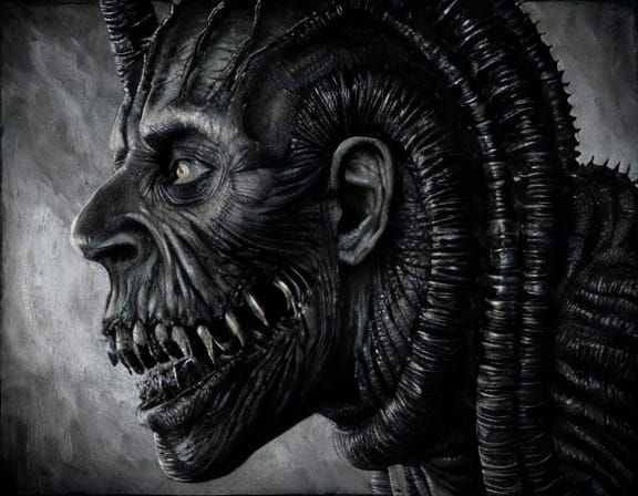 Biomechanical Horror with Alien Fetus in Graphite Style