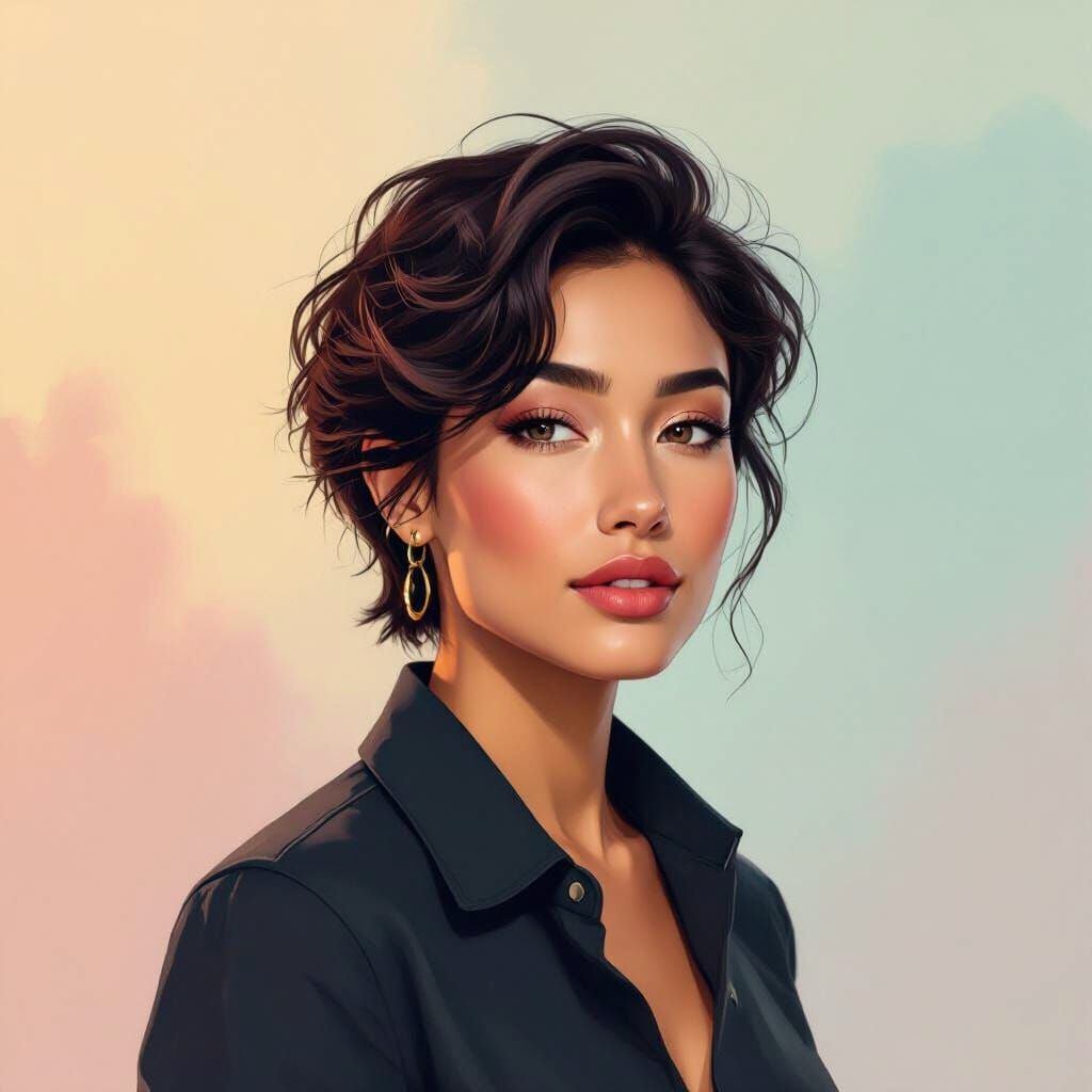 Confident Pansexual Portrait in Painterly Style