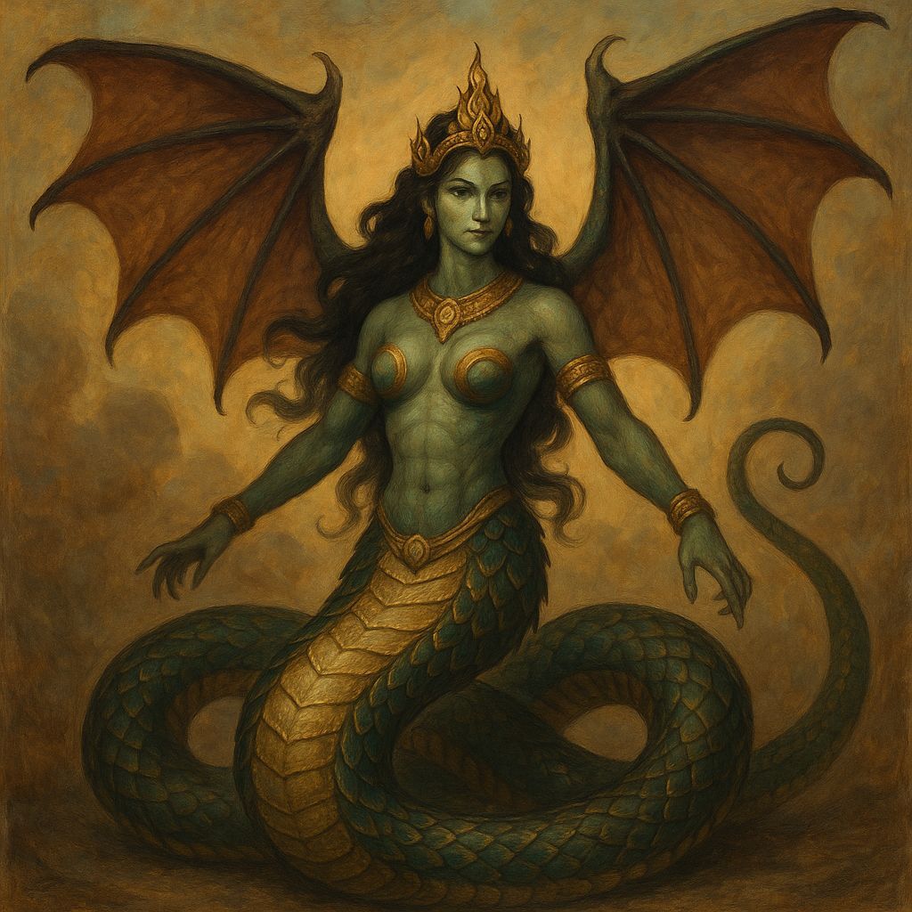 Majestic Winged Naga Creature