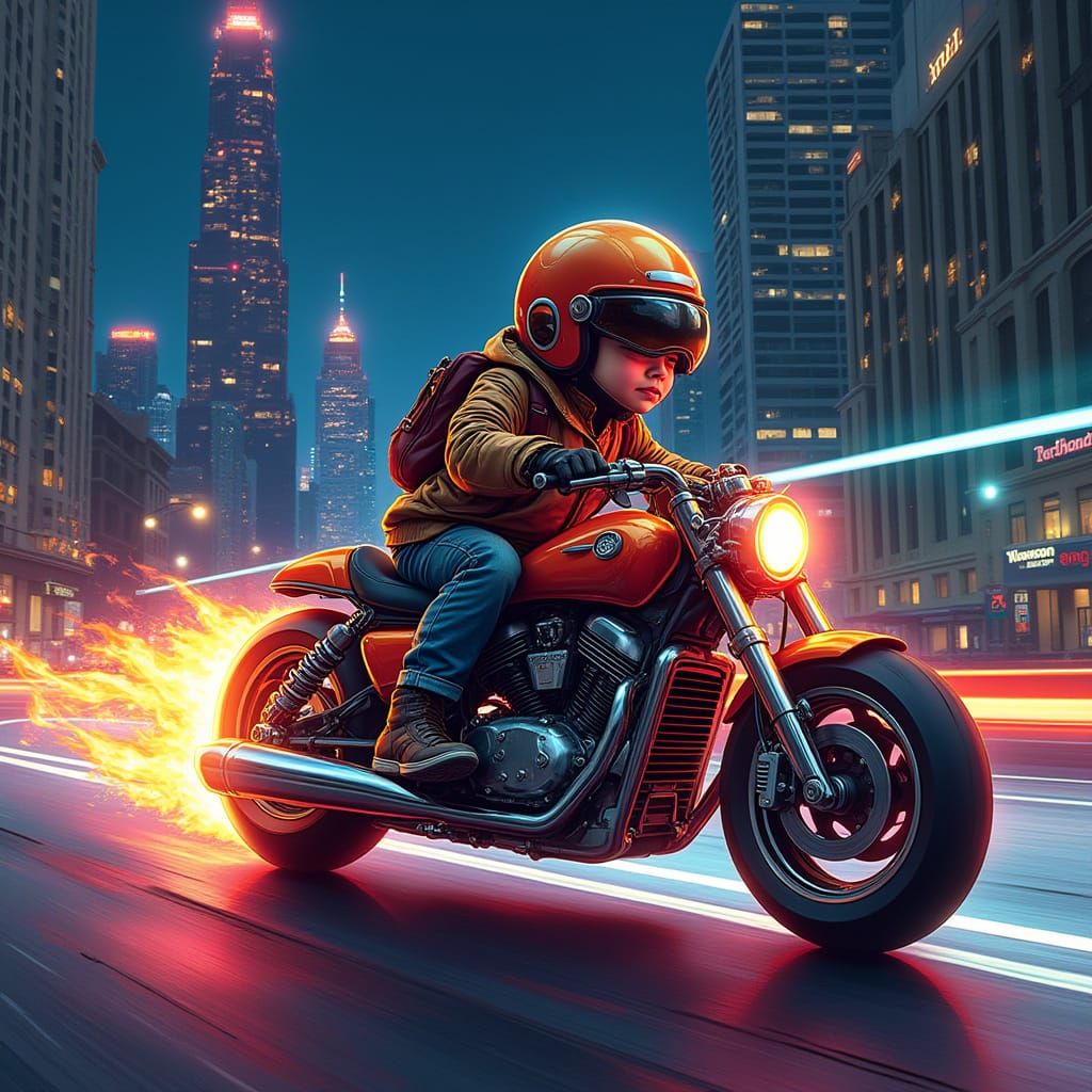 Chuckie Finster Speeds Through Futuristic City on Neon Super...