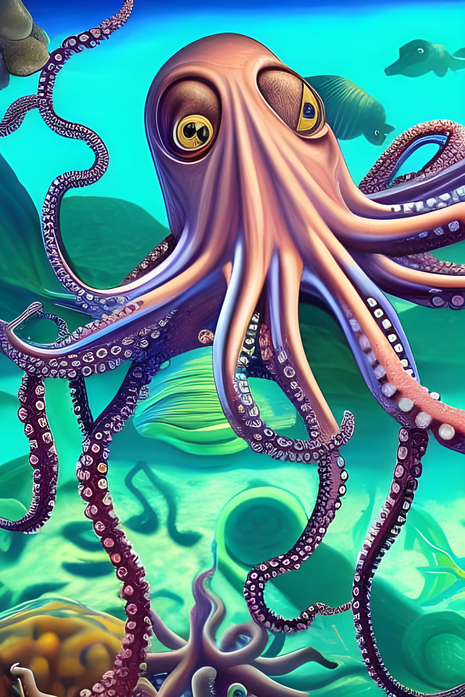 Hyperrealistic Octopus Under the Sea