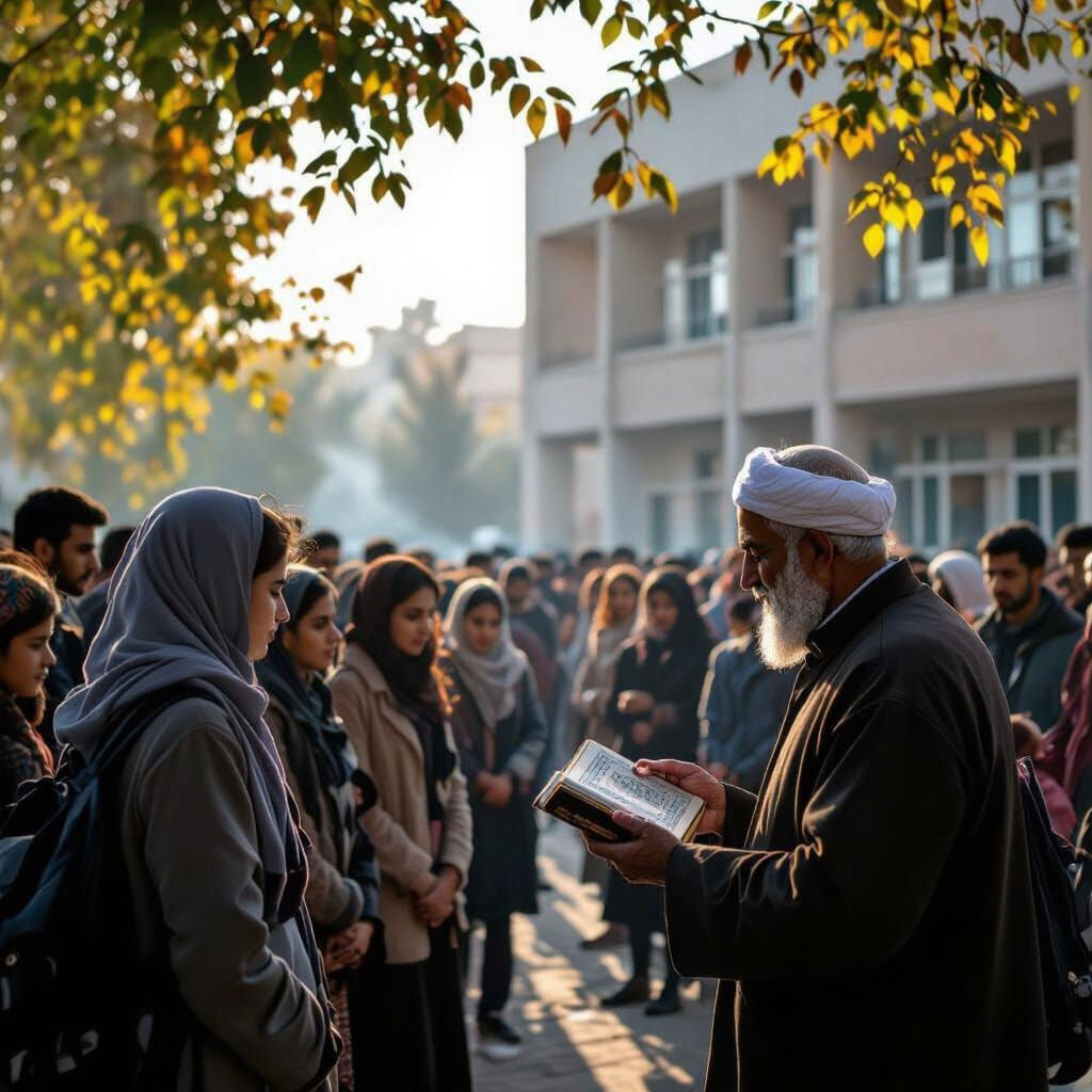 Tense Exam Day in Iran: Hyperrealistic 64MP Photo