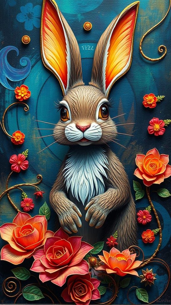 Quick Quick Like a Bad Bunny Studio Ghibli contrasting color...