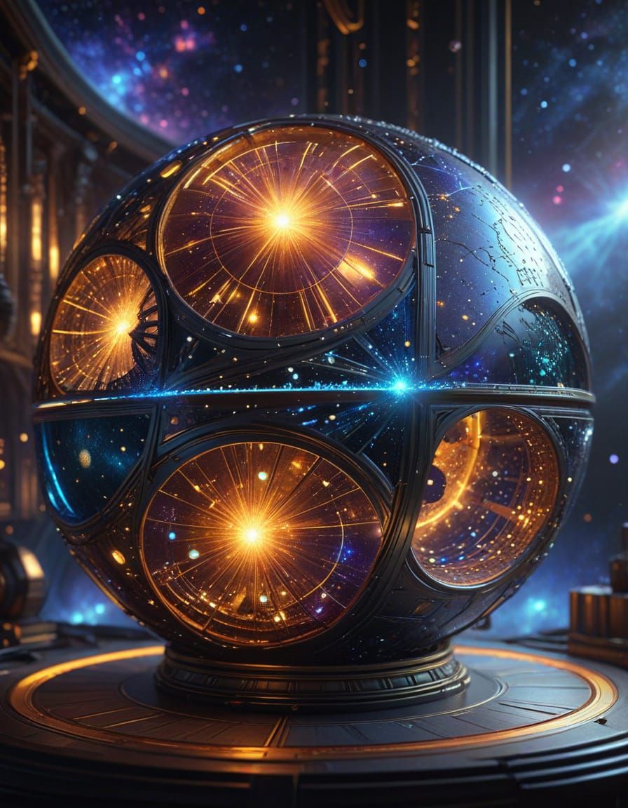Architect Designing Dyson Sphere in Nebula, Art Nouveau Sci-...
