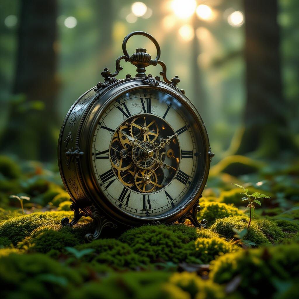 Antique Clockwork in Ethereal Forest Light