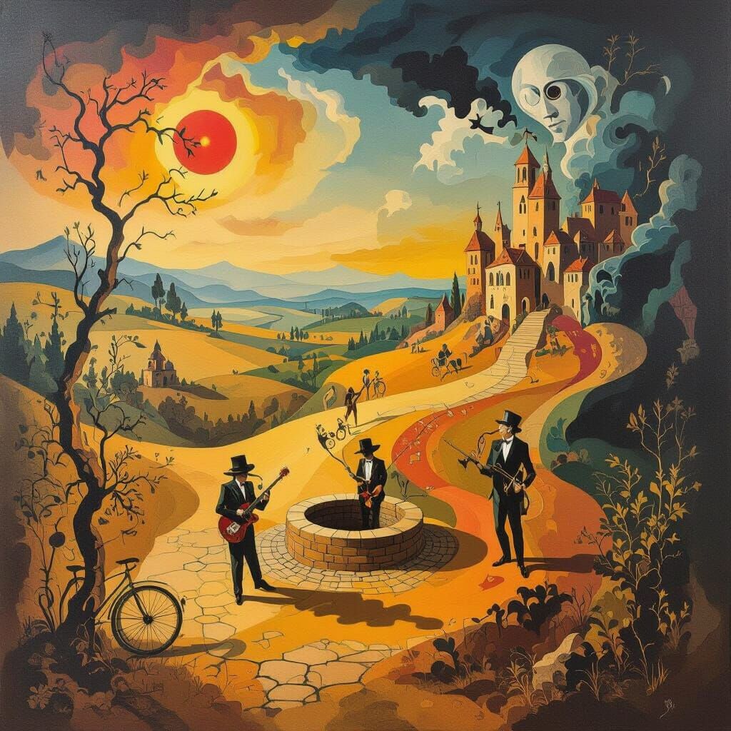 The Kinks as Mythological Figures in Surrealist Landscape