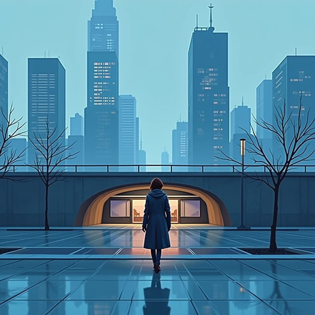 Paris Subway in Dystopian Art Deco Style