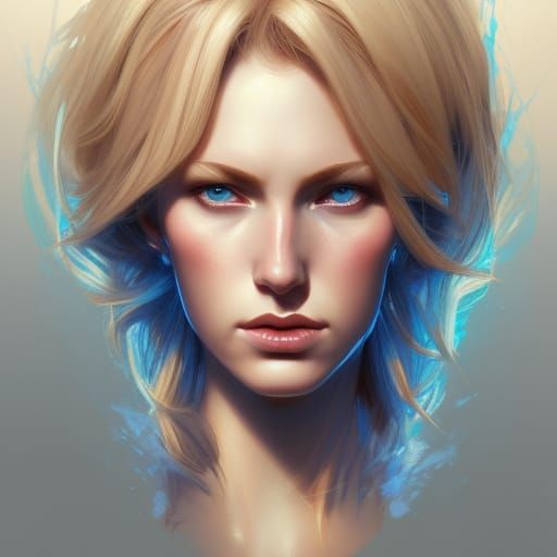 Detailed Portrait of a Blonde Woman in Art Nouveau Style