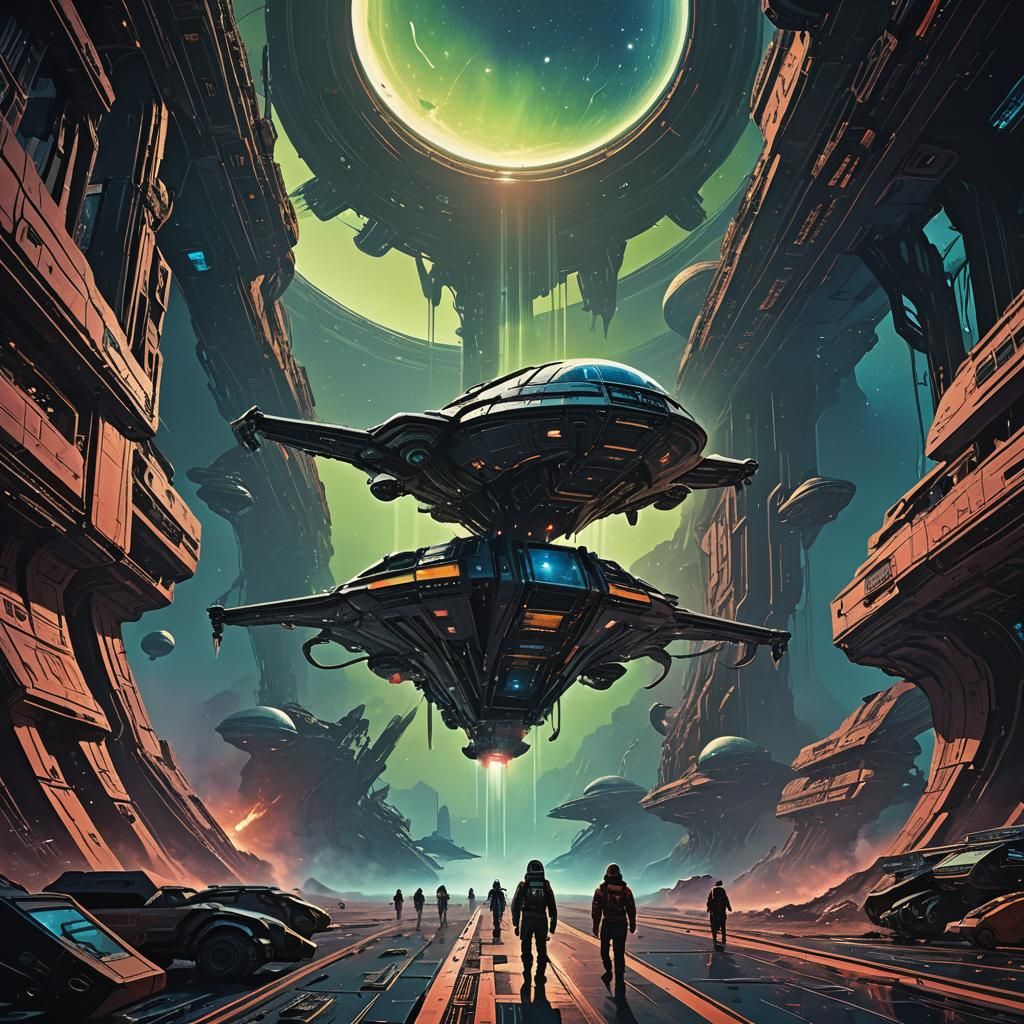 Ethereal Aliens Navigate Complex Spacecraft