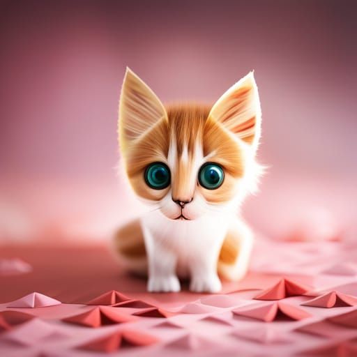Origami Kitten Papercraft in Soft Focus