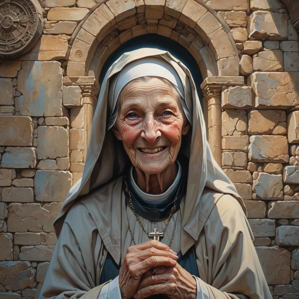 Old Nun Portrait in Post-Apocalyptic World