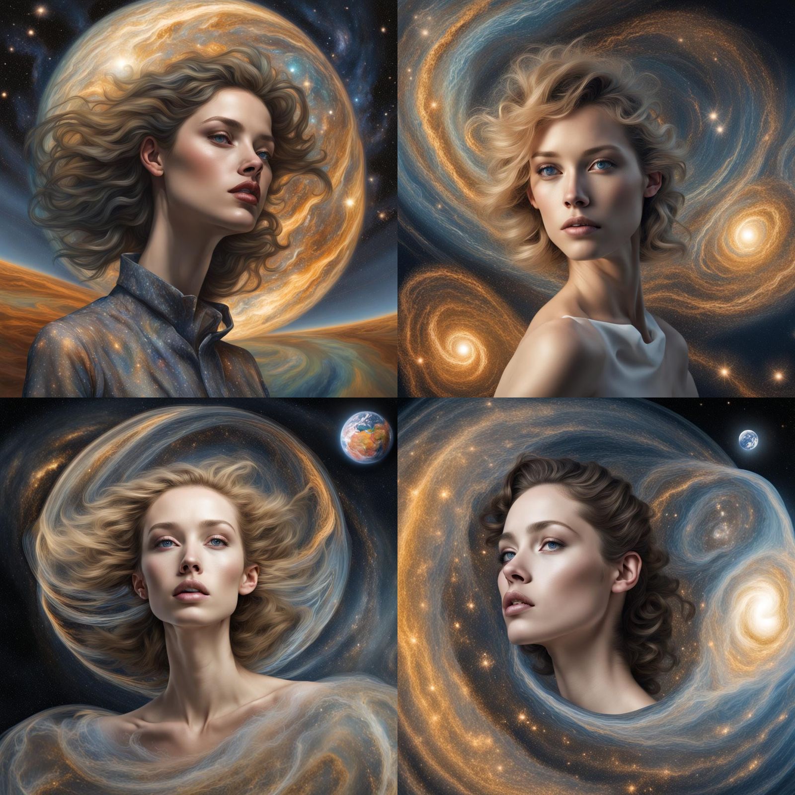 Eclectic Beauty Portrait with Gravitational Lensing