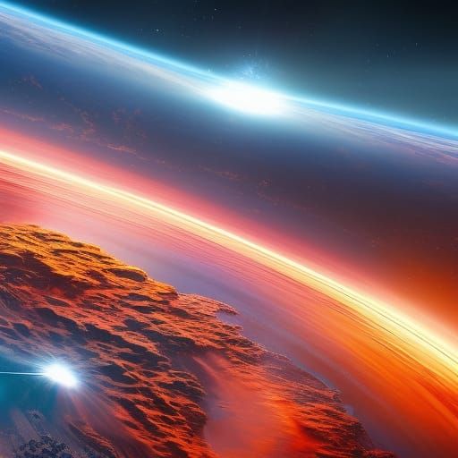 Red Dwarf Star Illuminates Hyperrealistic Planet Atmosphere