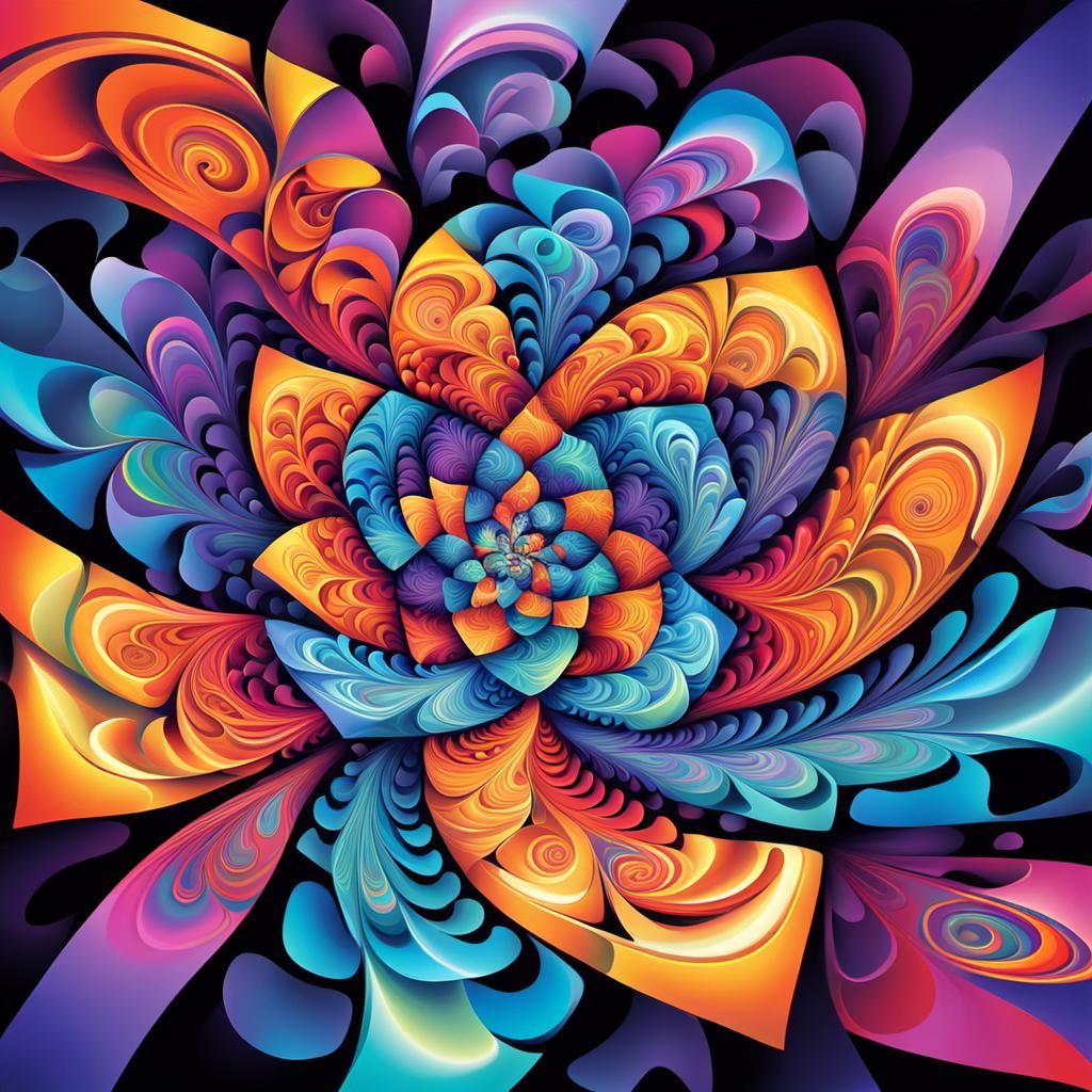 Psychedelic Fractal Art Vortex in Abstract Expressionism