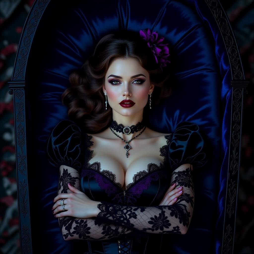 Vampire Woman in Coffin, Mystical Dark Art