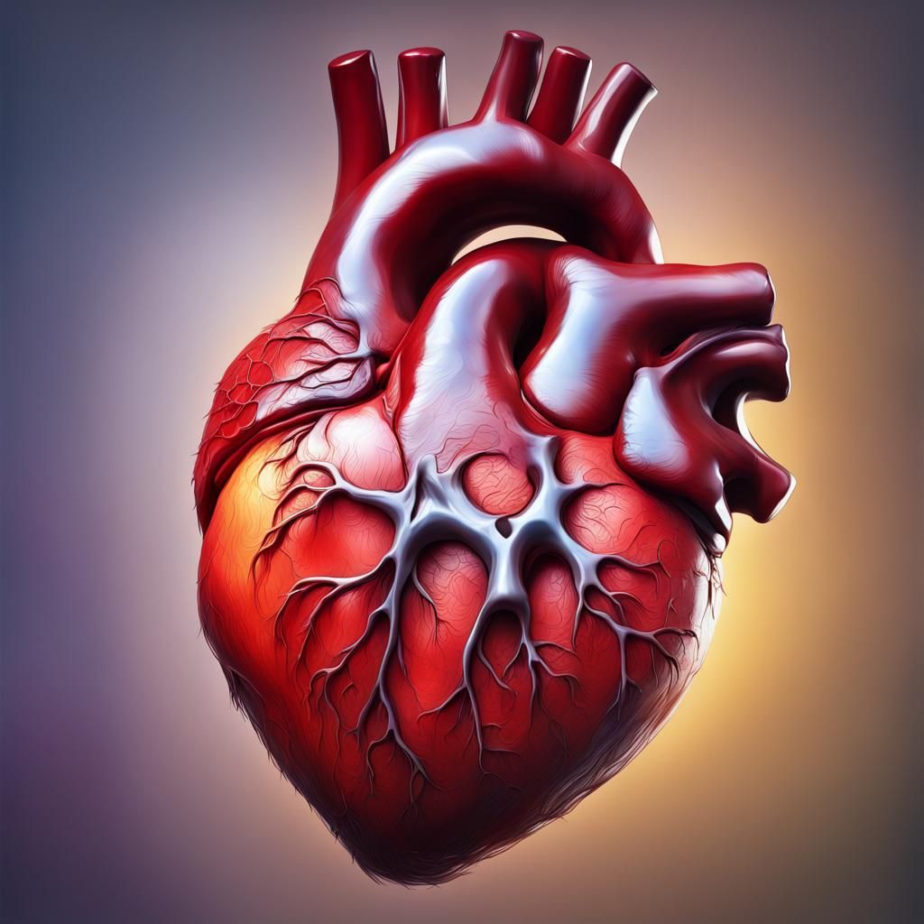 Hyperrealistic Human Heart with Splash Art