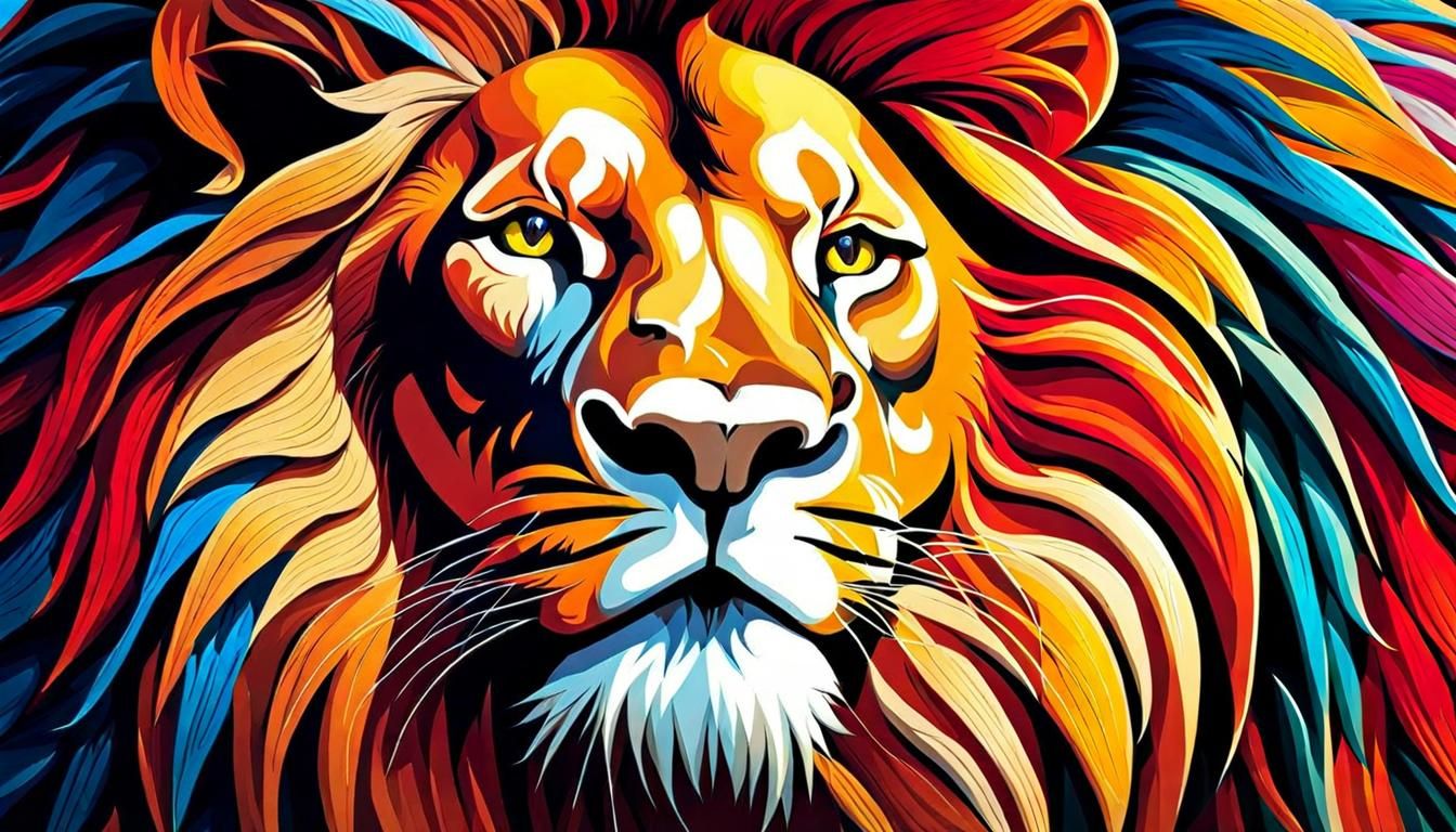 Inside a Lion's Mouth: Vibrant Digital Illustration