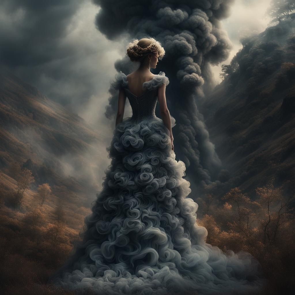 Dramatic Smoke Dress Digital Matte Painting