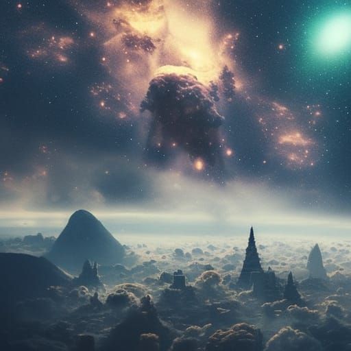 Galaxy Bedroom: Epic Maximalist Digital Matte Painting