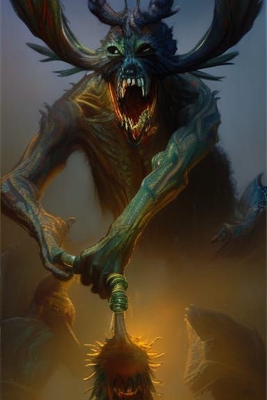 Dark Fantasy Creature in Volumetric Lighting