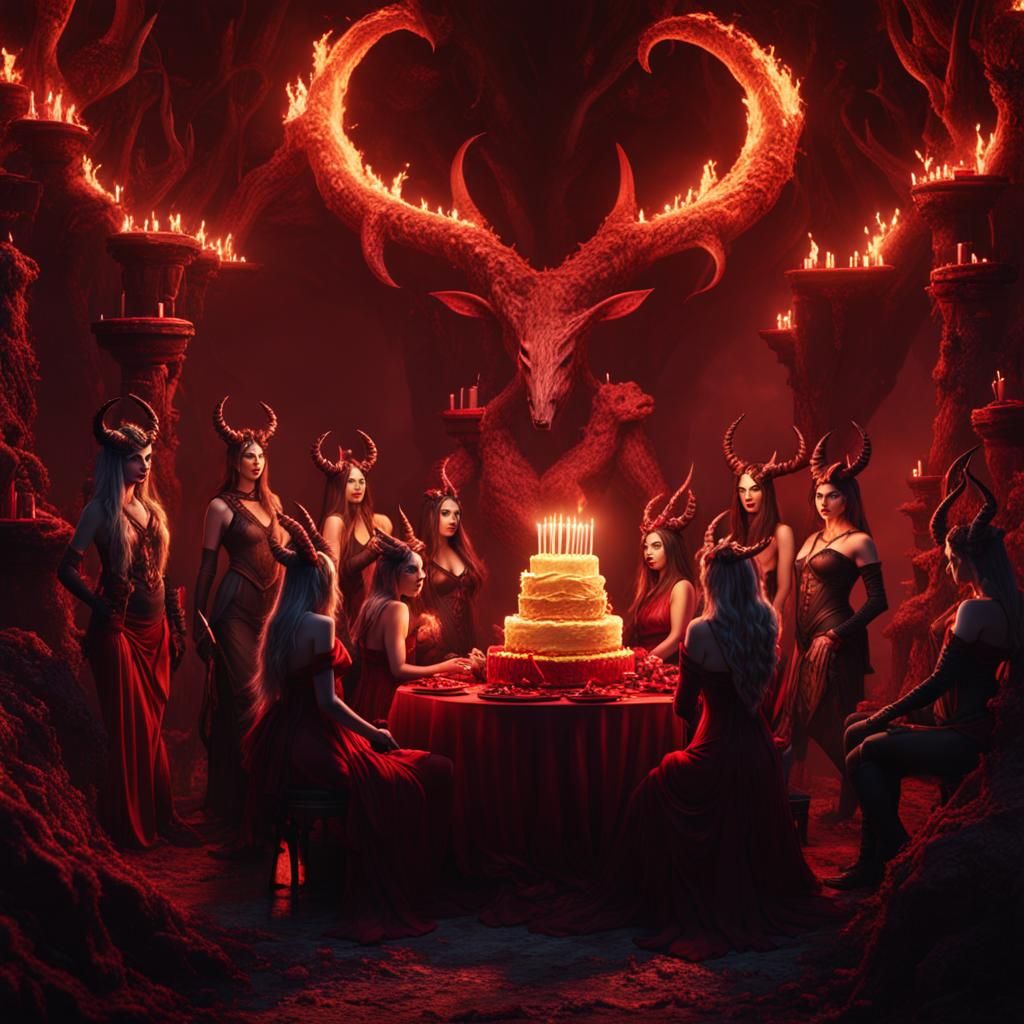 Horned Women's Birthday Party in Hell
