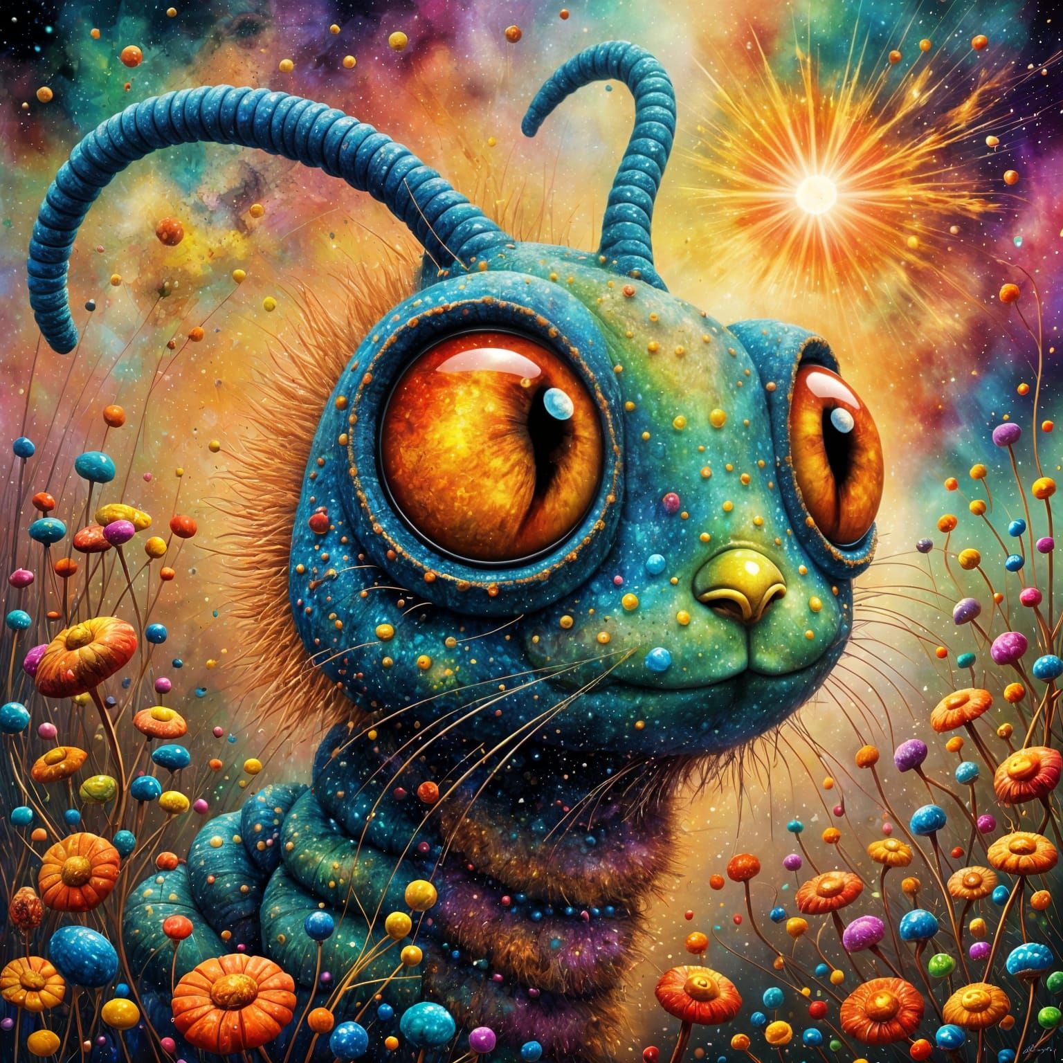 Friendly Sun-Faced Caterpillar Portrait