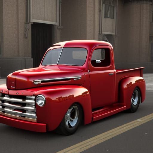 1948 Ford Pickup Truck Portrait, Detailed Digital Art