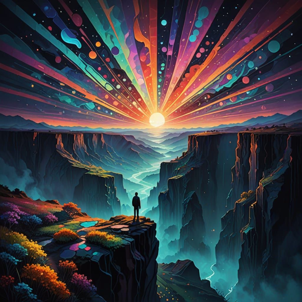 Surrealist Figure at the Threshold of Light and Darkness