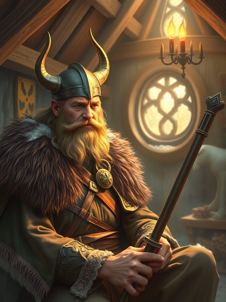 Viking Warrior in Ethereal Fantasy Setting