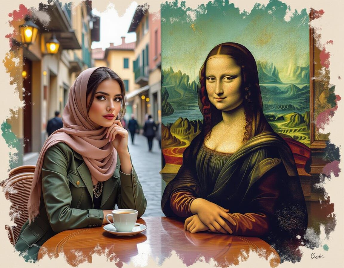 Modern Woman Meets Mona Lisa in Florence