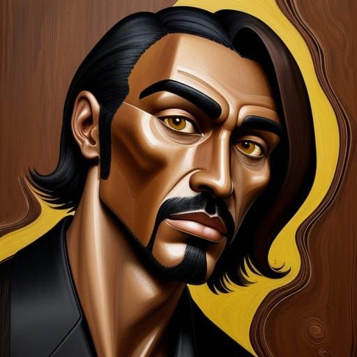 Cubist Man's Portrait with Distorted Features