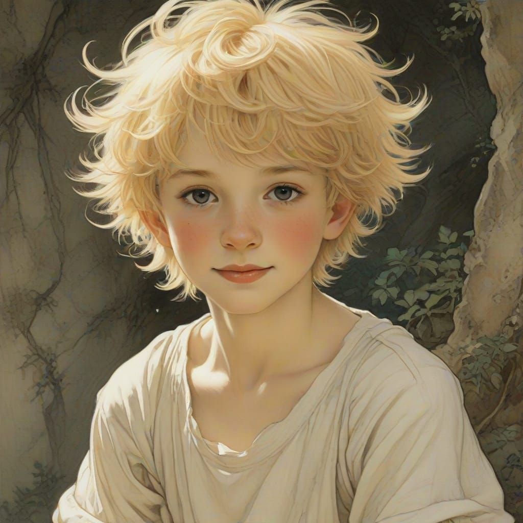Radiant Blond Boy in Anime Style, Inspired by Rackham
