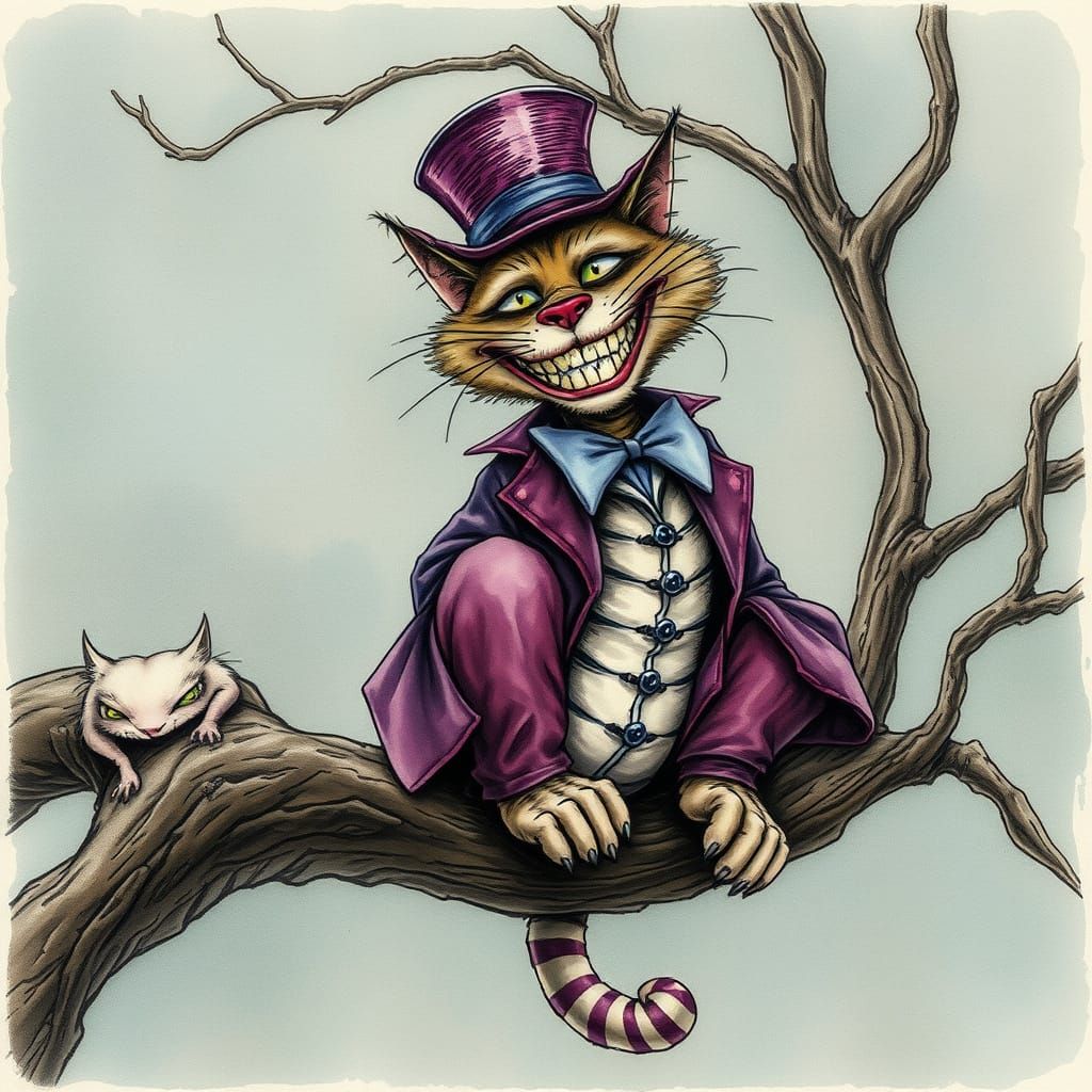 Fading Cheshire Cat in Ethereal Surrealism