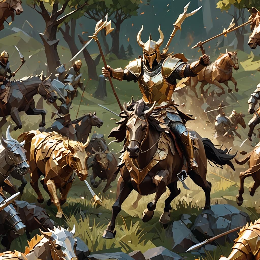 Centaur Warrior Charging into Battle: Low-Poly Art