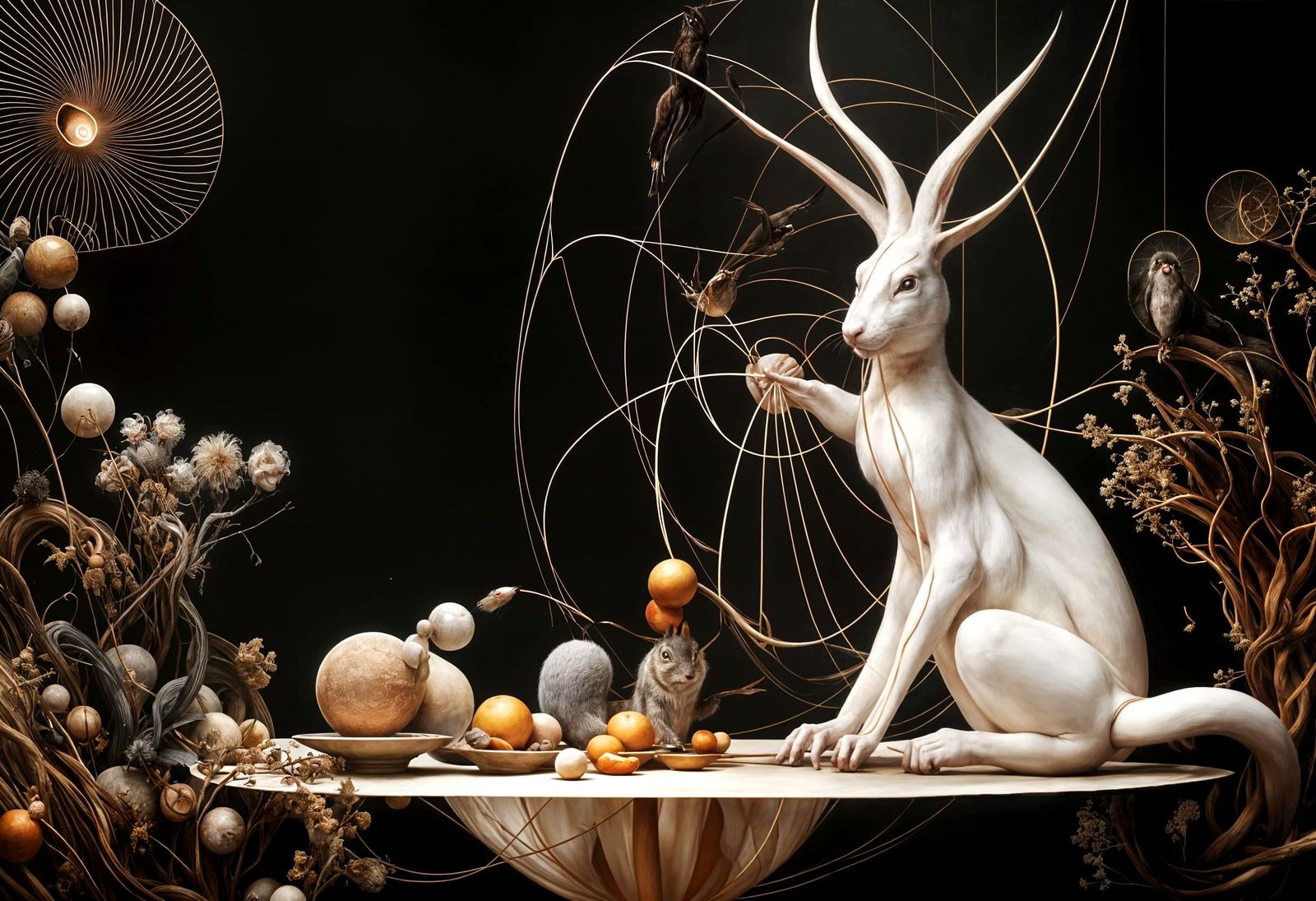 Bizarre Squid-Rabbit in Angular Abstract Magical Realism