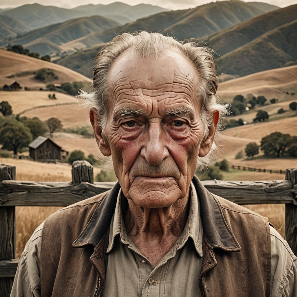 Historical Portrait of American Man in Folk Art Style