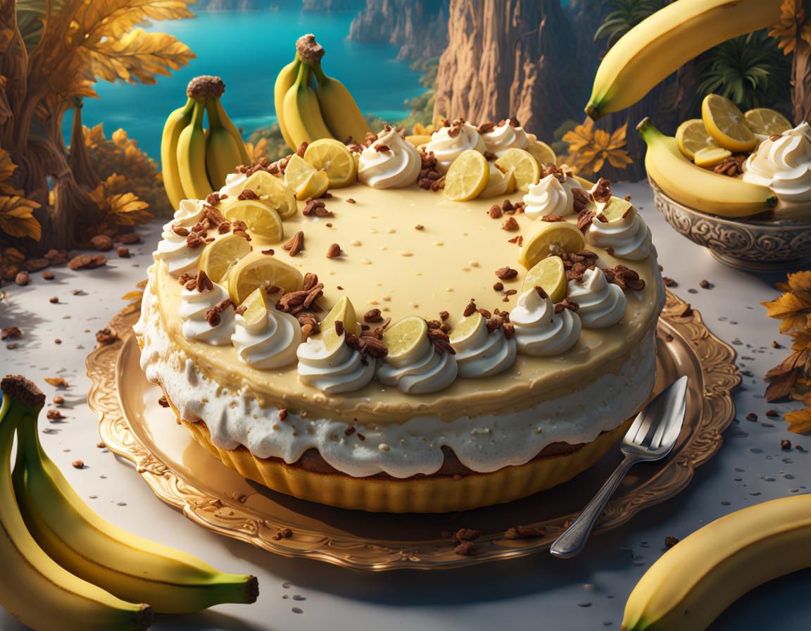 Giant Banana Cream Pie Fantasy Concept Art
